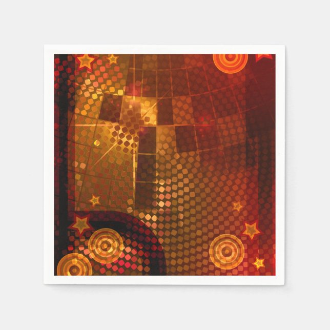 70's Seventies Orange Disco Dance Birthday Party Napkin (Front)