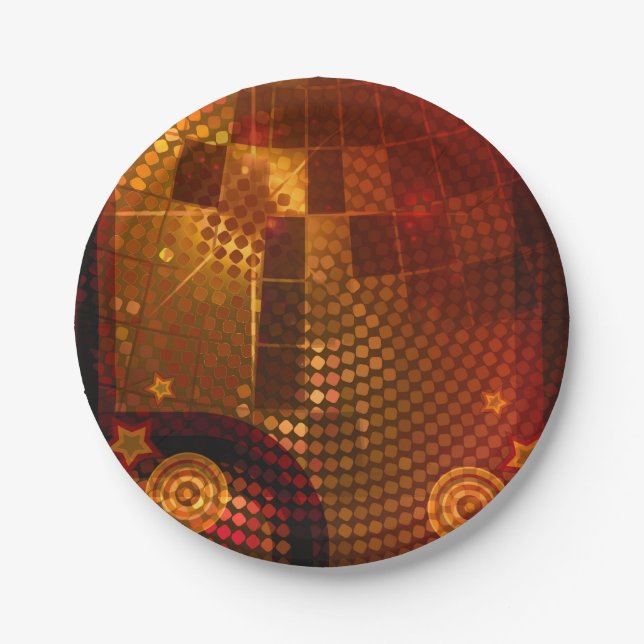 70's Seventies Orange Disco Dance Birthday Party Paper Plate (Front)