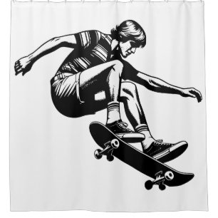 70's Skateboarder Black and White