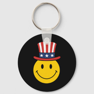 70s Smile Face Uncle Sam Patriotic American Usa 4t Keychain
