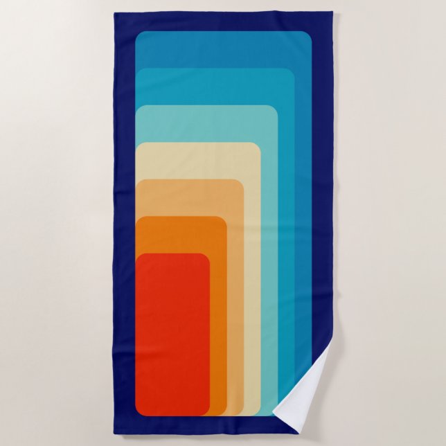 70s Square Rainbow Beach Towel (Front)