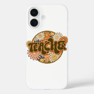 70s Style Floral "Teacher" Appreciation iPhone 16 Case