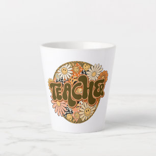 70s Style Floral "Teacher" Appreciation Latte Mug