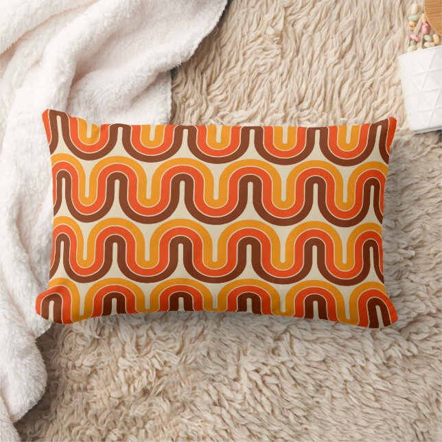 70s Style  Geometric Design Lumbar Pillow (Blanket)