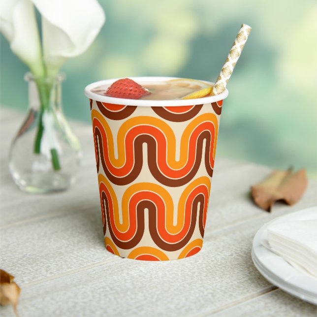 70s Style  Geometric Design Paper Cups (Insitu)