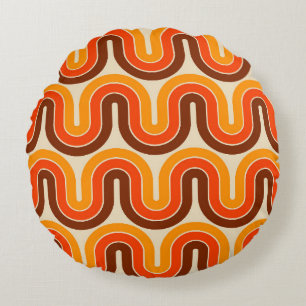 70s Style Geometric Design Round Pillow