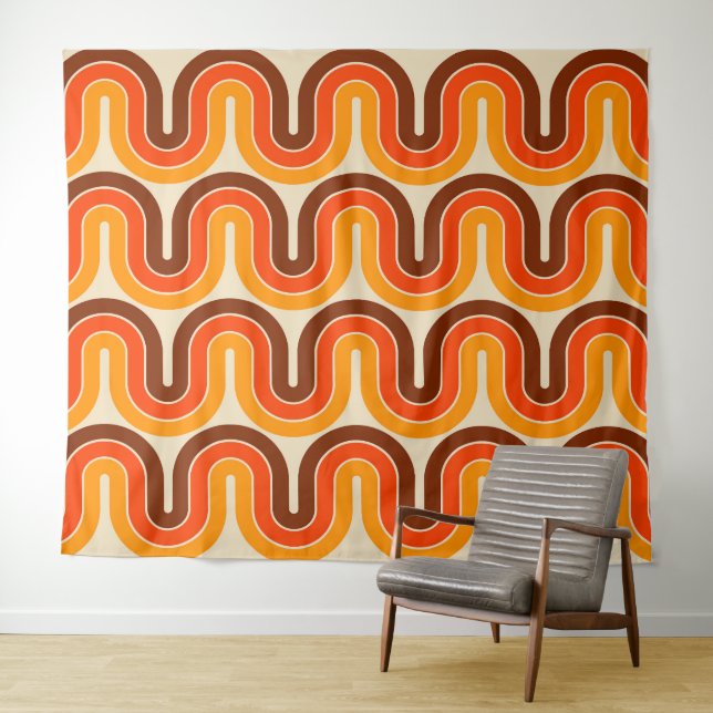 70s Style  Geometric Design Tapestry (In Situ (Horizontal))