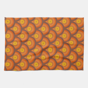 70s style geometric ring pattern kitchen towel