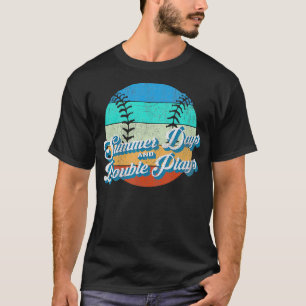 70s Style Retro Baseball Summer Days and Double Pl T-Shirt