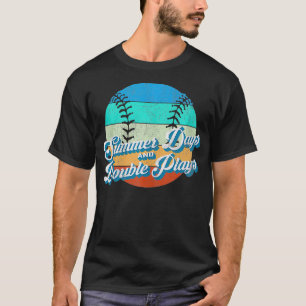 70s Style Retro Baseball Summer Days and Double Pl T-Shirt