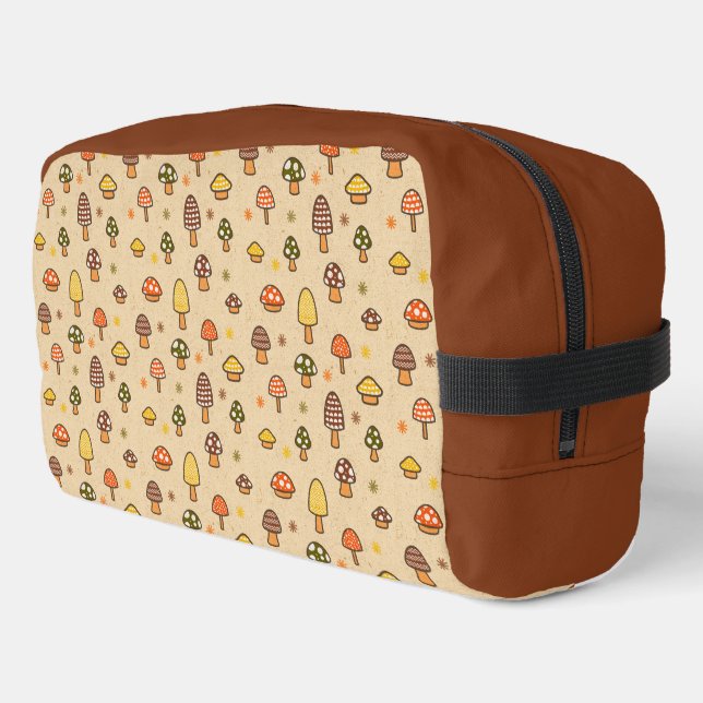 70s Style Retro Mushrooms Dopp Kit (Left Corner)