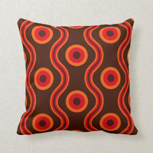 70s style ring wave pattern throw pillow