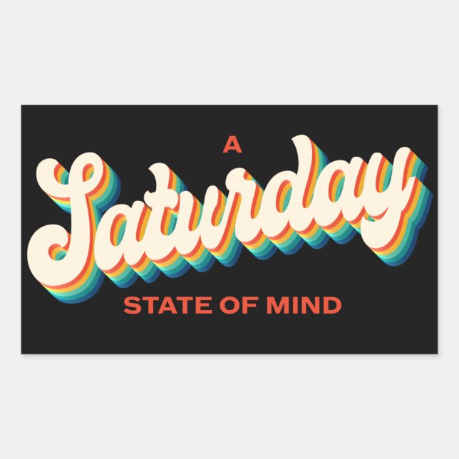 70s Style Saturday State of Mind Retro Logo Sticker (Front)