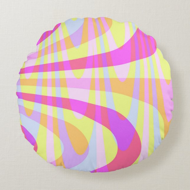 70's Swirls Round Pillow (Front)