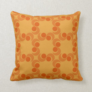 70s swirly orange pattern throw pillow