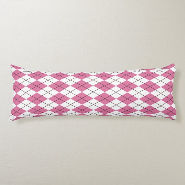 70s Tartan-Pattern Pinky Body Pillow (Front)