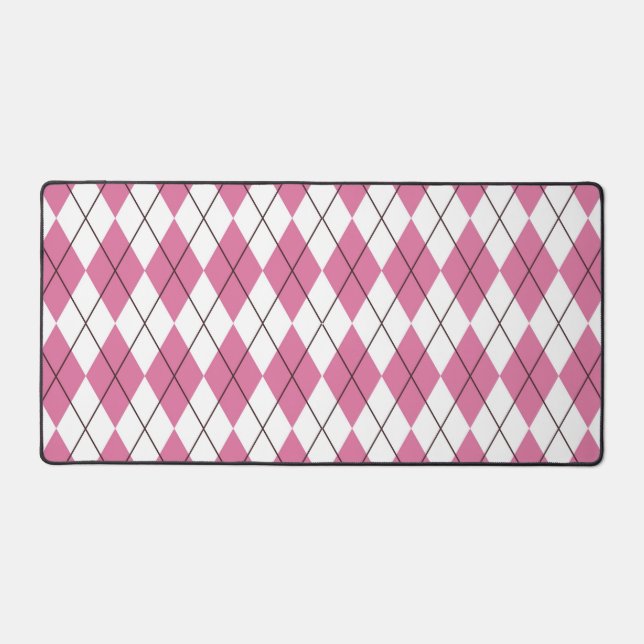 70s Tartan-Pattern Pinky Desk Mat (Front)