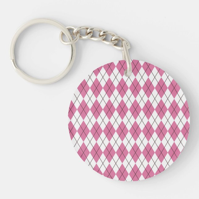 70s Tartan-Pattern Pinky Keychain (Front)