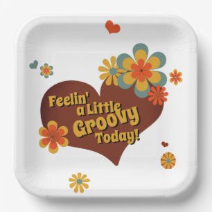 70's Theme Colours Groovy Flowers Paper Plate
