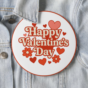 70s, Valentine's Day artwork 6 Inch Round Button