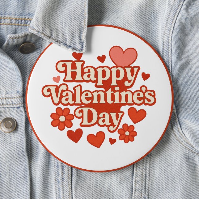 70s, Valentine's Day artwork 6 Inch Round Button (In Situ)