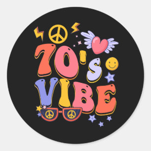 70's Vibe Costume 70s Party Outfit Groovy Hippie P Classic Round Sticker