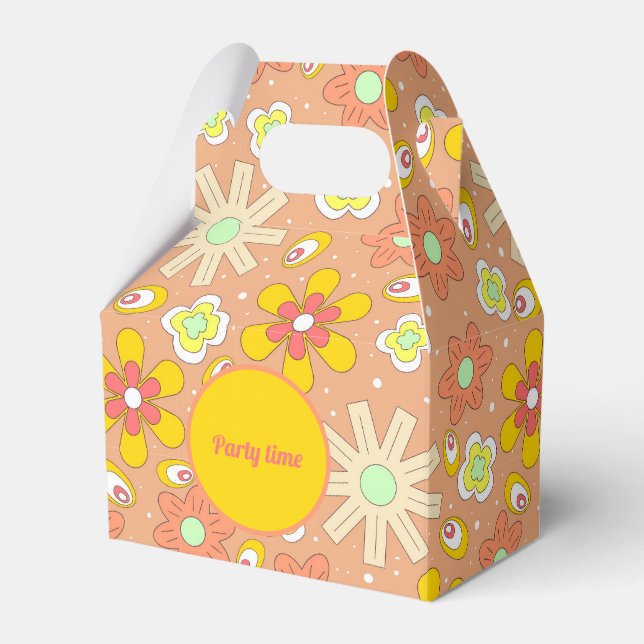 70's Vibes Peach Colour Summer Pattern Favor Box (Front Side)