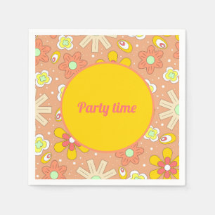 70's Vibes Peach Colour Summer Pattern Napkin