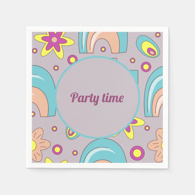 70's Vibes Teal Colour Summer  Napkin (Front)