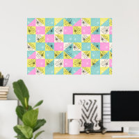70s vintage Colorful checkered Flower pattern