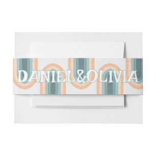 70s Vintage Rainbow Wedding Invitation Belly Band