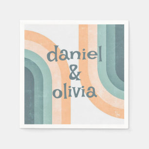 70s Vintage Rainbow Wedding Napkin