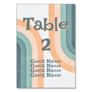 70s Vintage Rainbow Wedding Table Number
