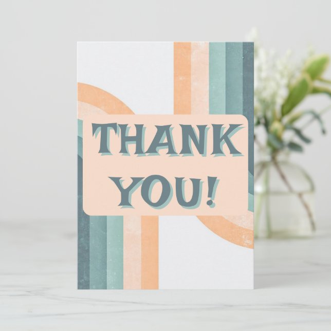70s Vintage Rainbow Wedding Thank You Card (Standing Front)