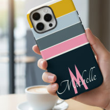70s vintage Stripe pattern girly monogram initials