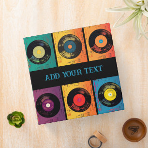 70s Vinyl Record Pattern Retro Binder