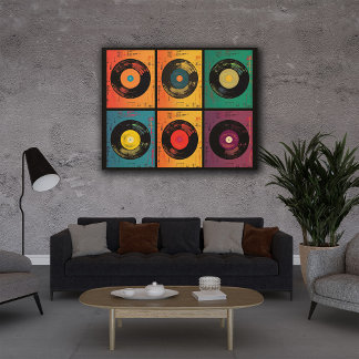 70s Vinyl Record Pattern Retro Canvas Print