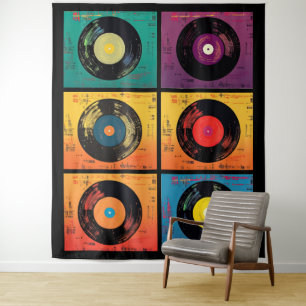 70s Vinyl Record Pattern Retro Tapestry