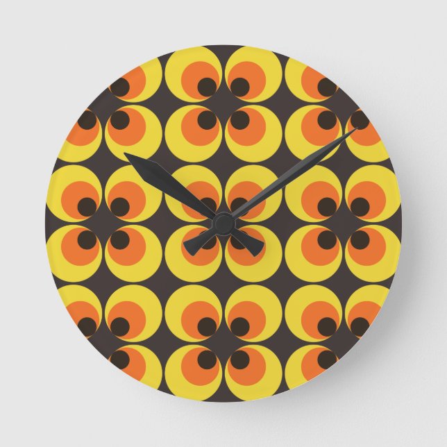 70s Wallpaper Round Clock (Front)