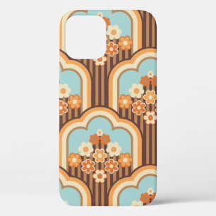 70s wallpaper seamless design, vintage flowers  iPhone 12 case