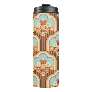 70s wallpaper seamless design, vintage flowers  thermal tumbler