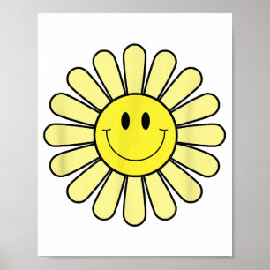 70s Yellow Smile Face Flower Shirt Happy Peace Smi Poster