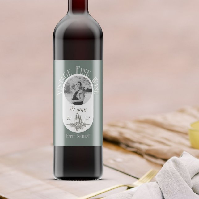 70th Age Birthday Personalizable Faux Vintage Wine Label (Creator Uploaded)