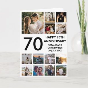 70th Anniversary 13 Photo Collage Black and White Card