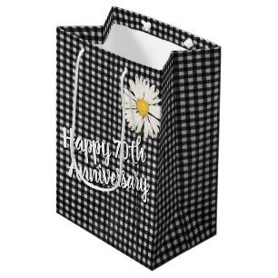 70th Anniversary Daisy On Gingham Medium Gift Bag
