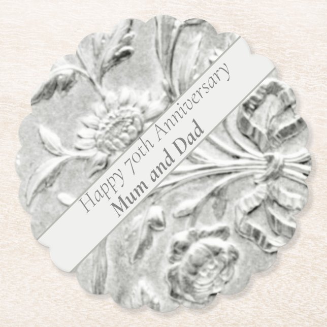 70th Anniversary Editable Paper Coaster (Front)