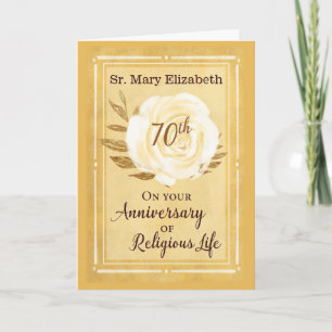 70th Anniversary of Religious Life Nun White Rose Card