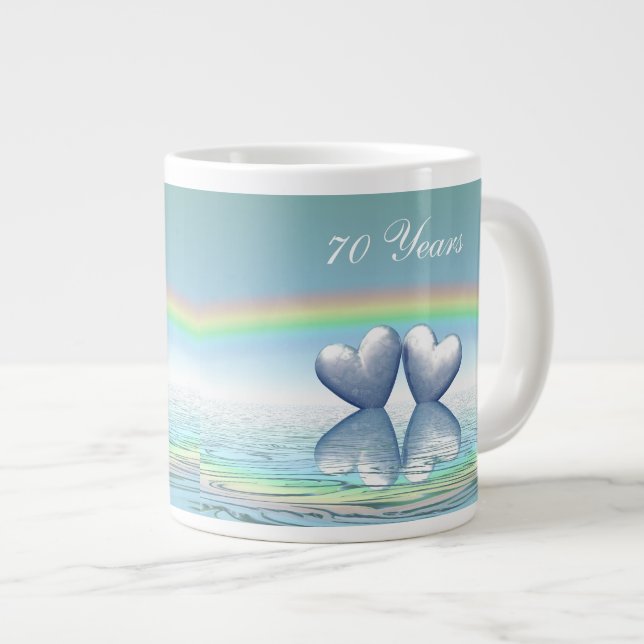 70th Anniversary Platinum Hearts Large Coffee Mug (Front Right)