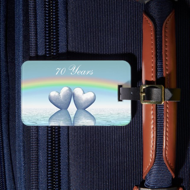 70th Anniversary Platinum Hearts Luggage Tag (Front Insitu 4)
