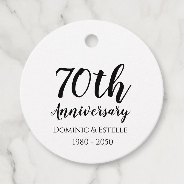 70th Anniversary Round Favour Tags (Front)